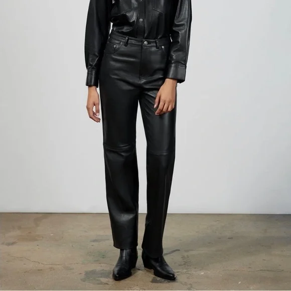 💫HP‼️💫 NWT ZARA 100% Sheep Leather Pants in Black - Limited Edition, Size 8 - Picture 1 of 8